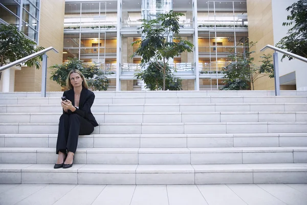 Businesswoman Thinking on Stairs — Stock Photo, Image