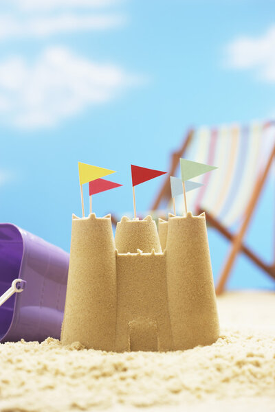 Sand castle on beach