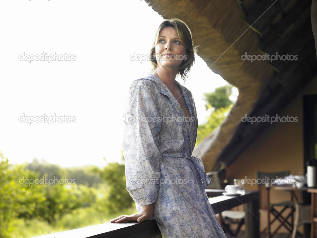 Adult woman on terrace