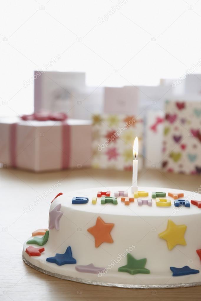 Birthday Cake with Cards and Gift