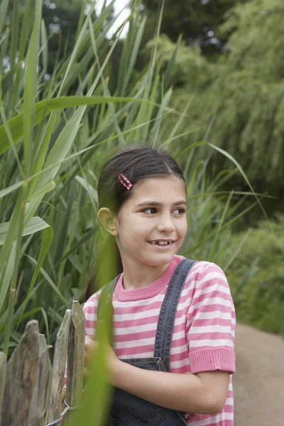 Dziewczynę stojącą obok stroiki — Zdjęcie stockowe