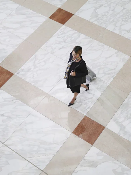 Podnikání žena chůze s kufrem — Stock fotografie