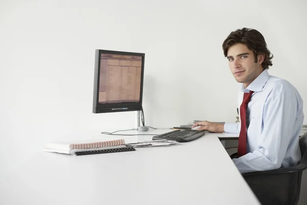 Homem de negócios usando computador — Fotografia de Stock