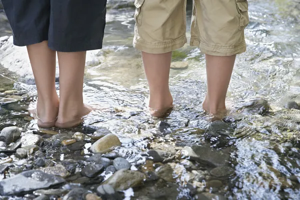 Dois meninos no fluxo — Stockfoto