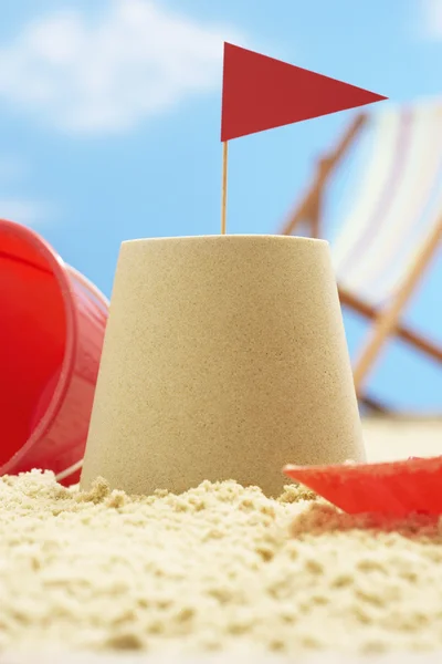 Sand castle on beach — Stock Photo, Image