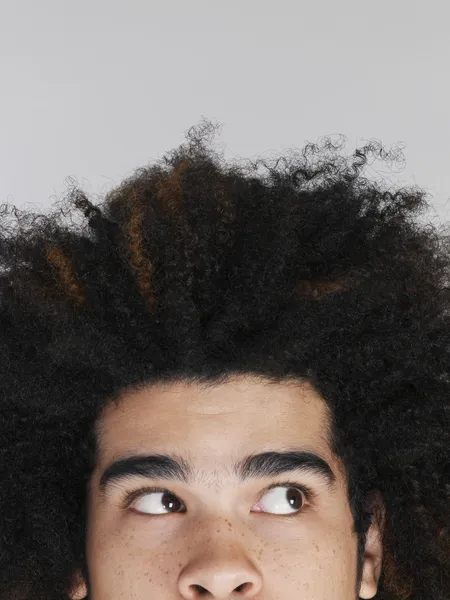 Man With Afro looking up — Stock Photo, Image