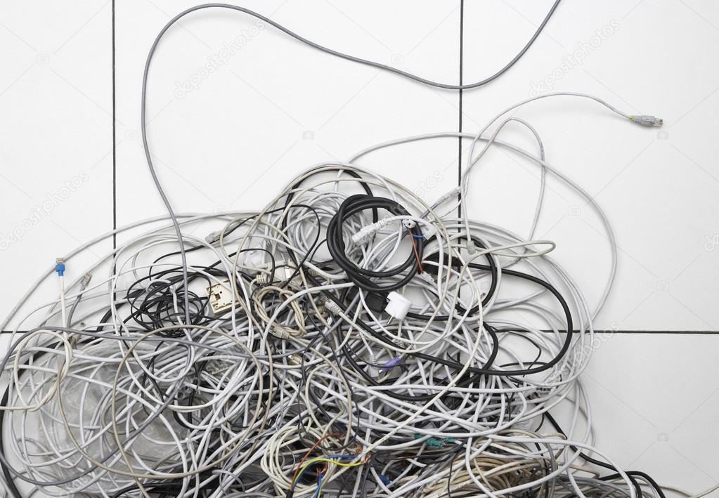 Tangle of computer wires