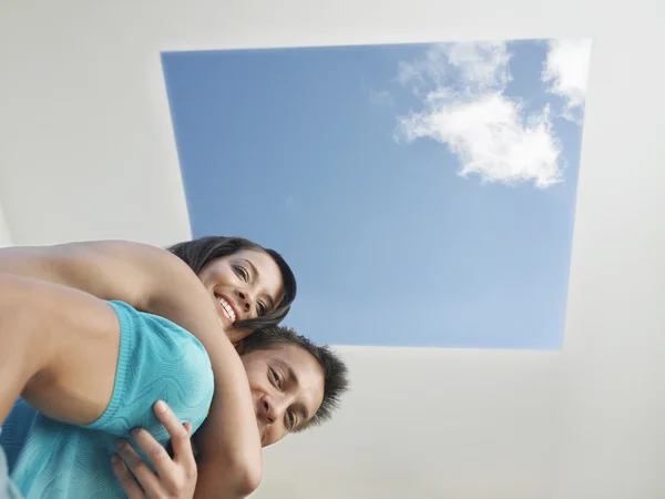 Couple hugging Under Skylight — Stock Photo, Image