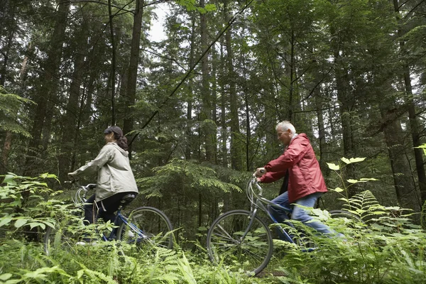 Hombre y mujer montados en bicicletas —  Fotos de Stock