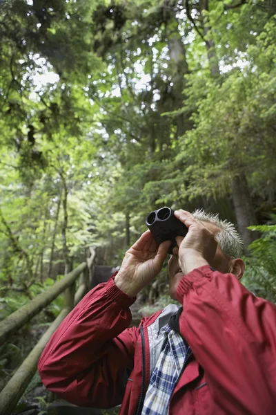 Muž při pohledu dalekohledem — Stock fotografie