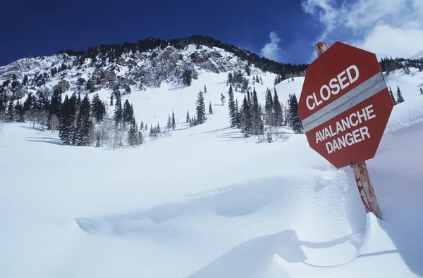 Señal de peligro de avalancha cerrada — Foto de Stock