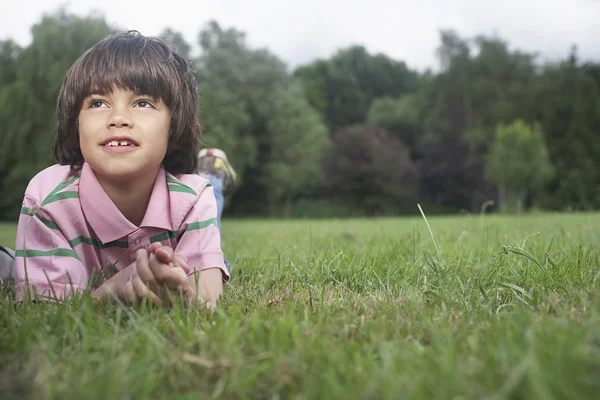 Boy Lying in Meadow — Stock Photo, Image