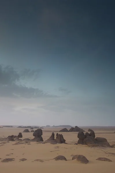 Paisagem do deserto com pedregulhos — Fotografia de Stock