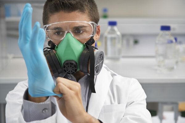 scientist with Mask and gloves 