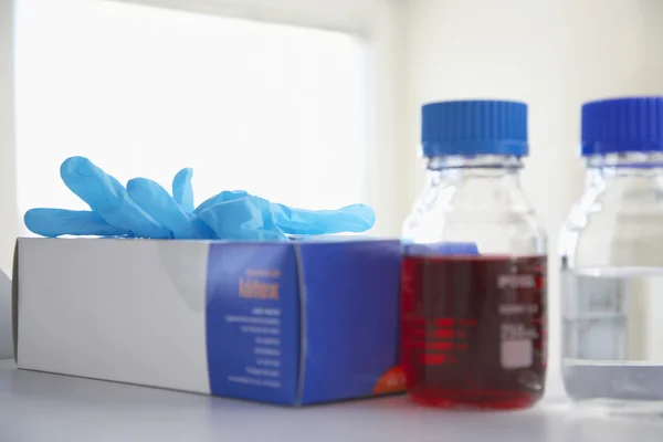 Box of rubber gloves — Stock Photo, Image