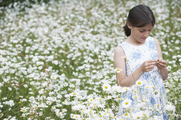 Girl in Wildflower Meadow — Stock Photo, Image