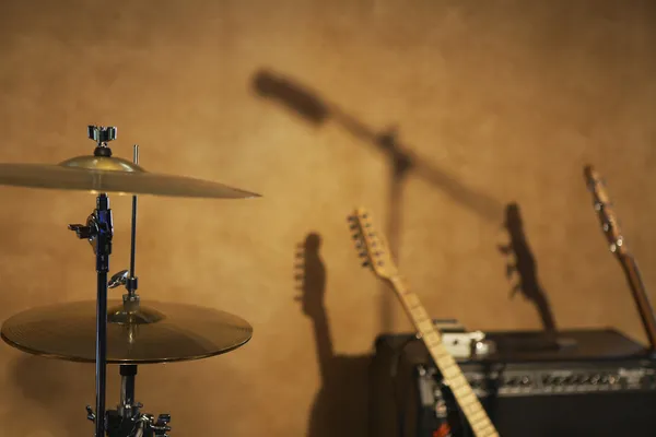 Drum Cymbals and Guitars — Stock Photo, Image