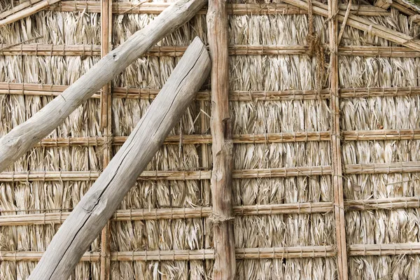 Holzreetdachhäuser — Stockfoto