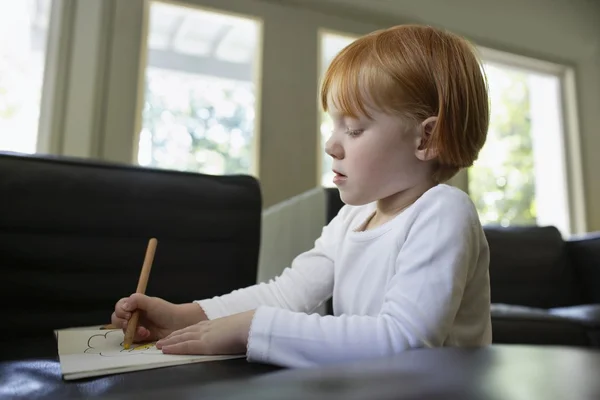 Menina desenho com lápis de cor — Fotografia de Stock