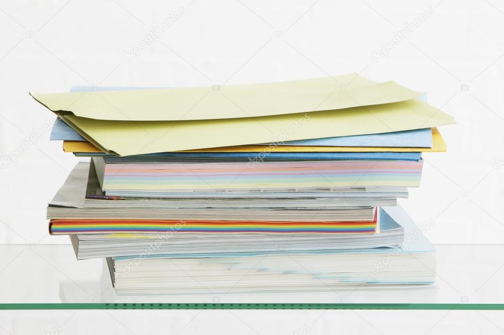Stack of coloured stationery