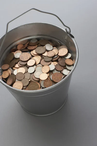 Bucket of coins — Stock Photo, Image