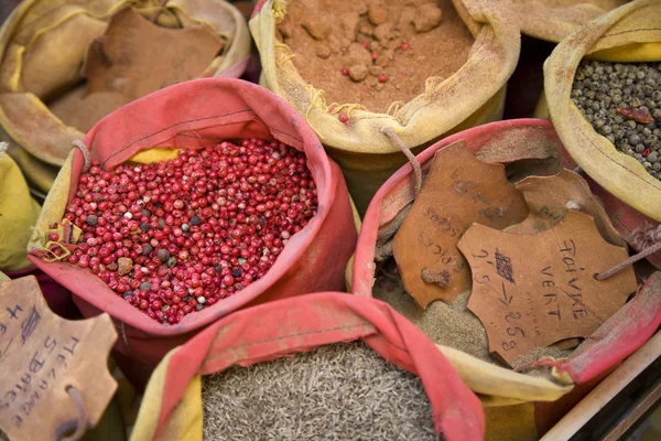 Spices in sacks — Stock Photo, Image