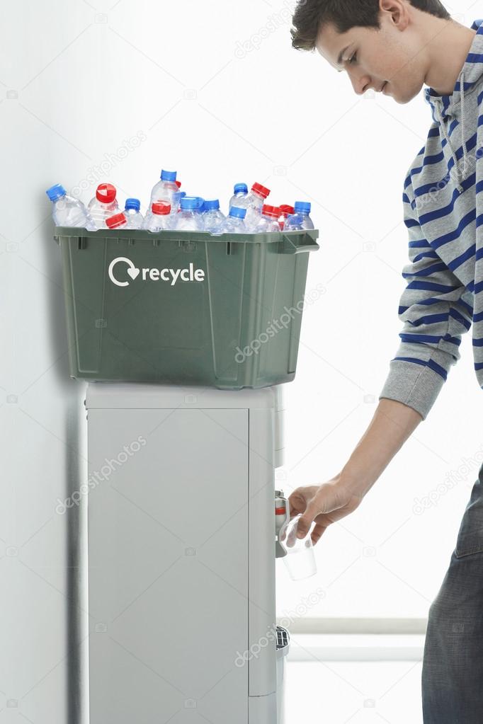 plastic bottles in Recycling container