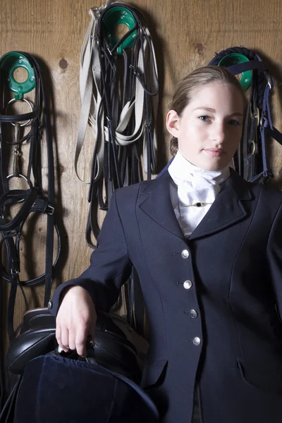 Girl posing in stable — Stock Photo, Image