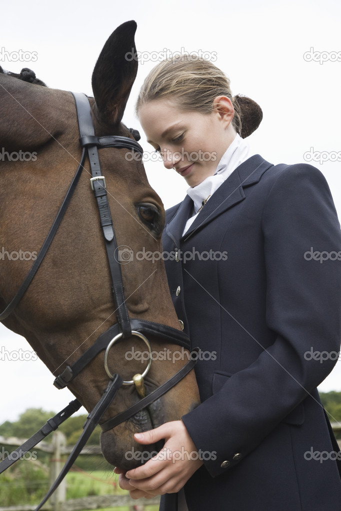 Horseback rider with horse