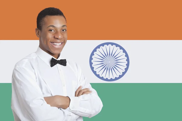 Man against Indian flag — Stock Photo, Image