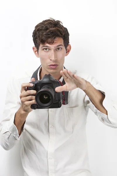 Photographer with vintage camera — Stock Photo, Image