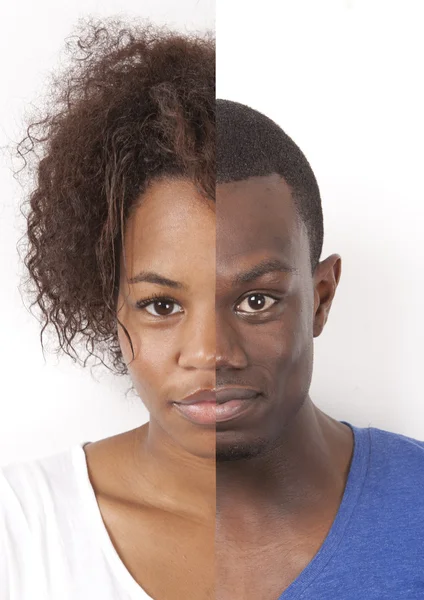 Rostro hecho de hombre y mujer —  Fotos de Stock