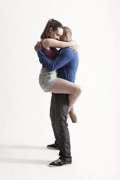 Modern dance couple embrace — Stock Photo, Image