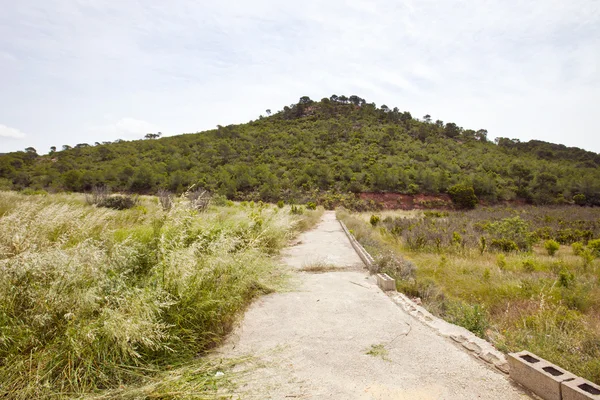 Landelijke weg die leidt naar hill — Stockfoto