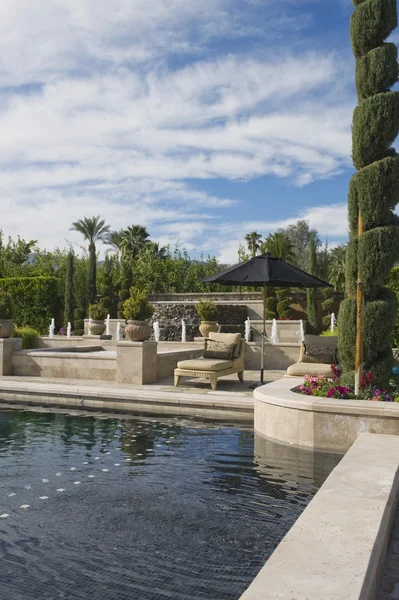 Topiarium im Garten mit Pool — Stockfoto