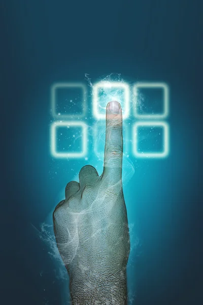 Finger mit Touchscreen — Stockfoto
