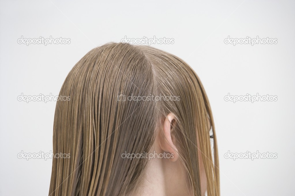 Woman with parted hair