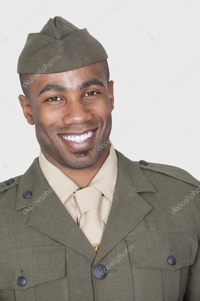 male African American US soldier smiling