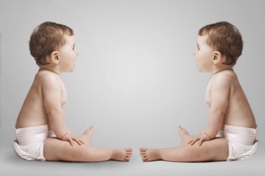 twins looking at each other clipart