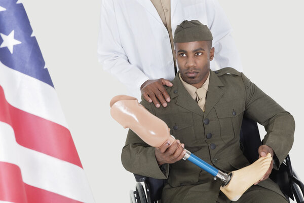 Doctor with disabled military officer