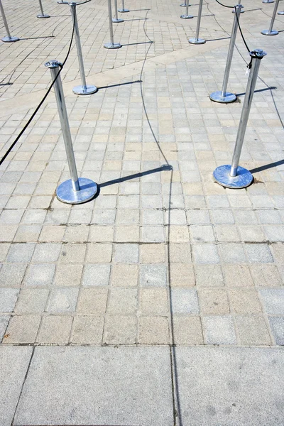 Stanchions marking out queue — Stock Photo, Image