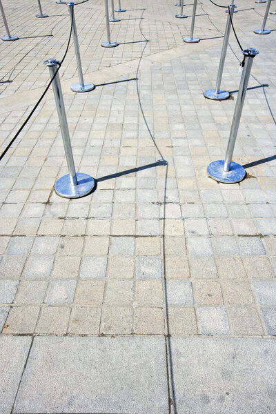 Stanchions marking out queue