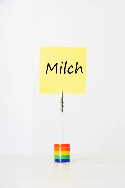 Klebriges Notizbuch - Milch — Stockfoto