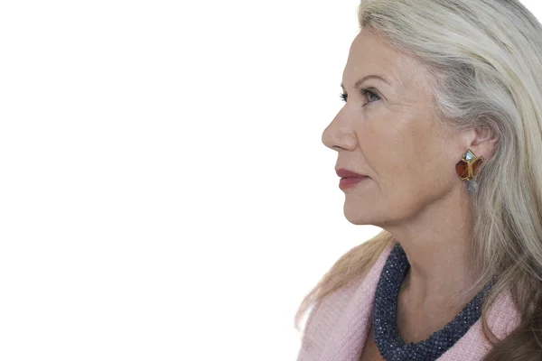 Senior woman posing on  white — Stock Photo, Image