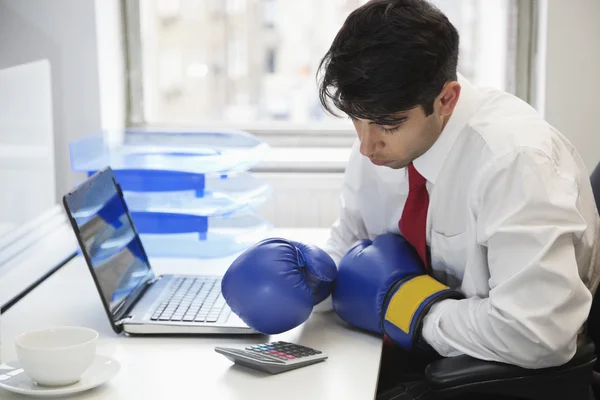 Бизнесмен Индии в боксёрских перчатках — стоковое фото