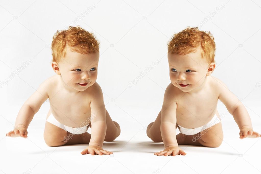twins looking at each other