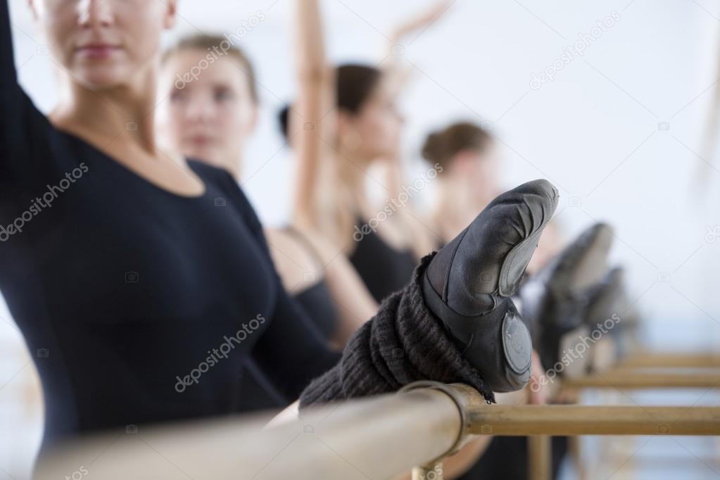  female ballet dancers practice