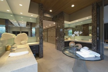 geniş yansıtılmış banyo