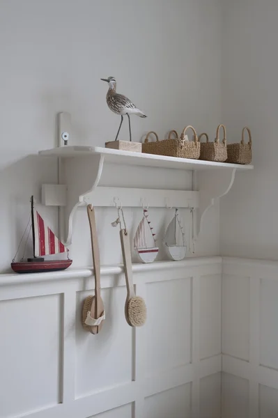 Bathroom shelf with decorations — Stock Photo, Image