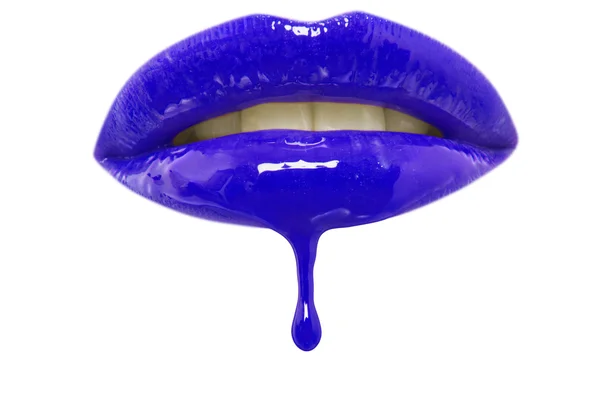 Labios de brillo labial azul oscuro — Foto de Stock